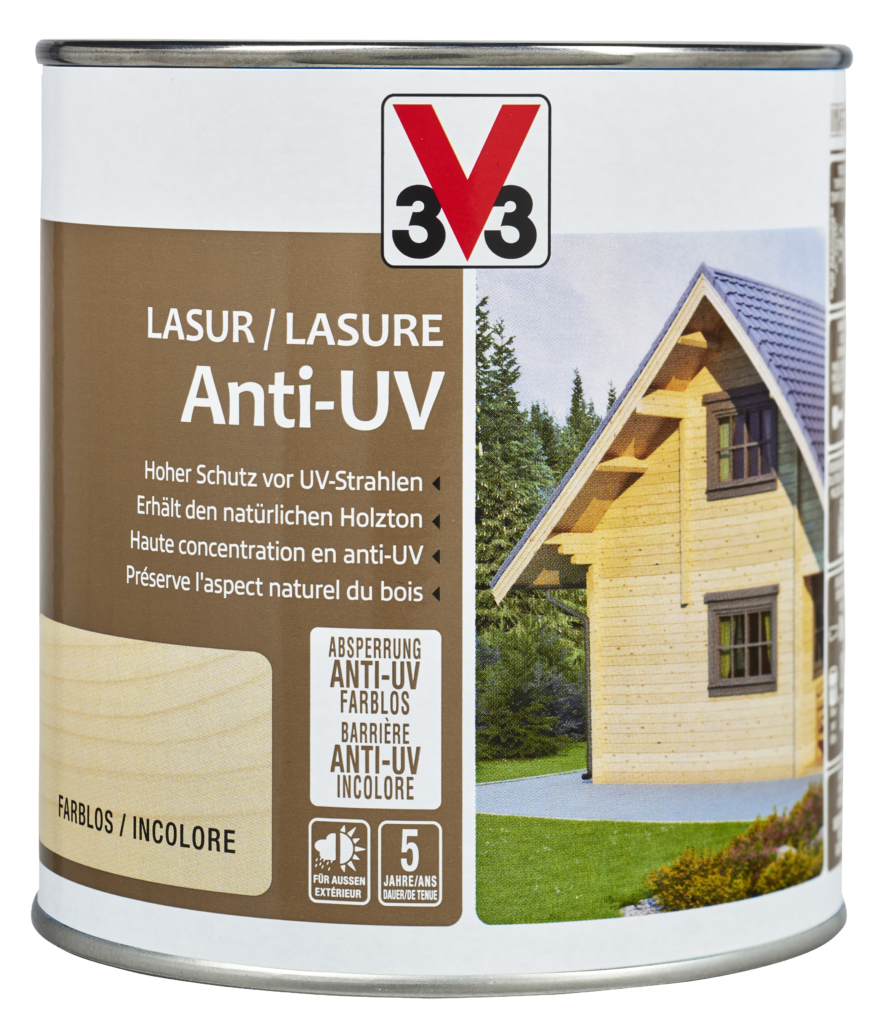 Lasure anti UV V33 incolore pour bois extérieur
