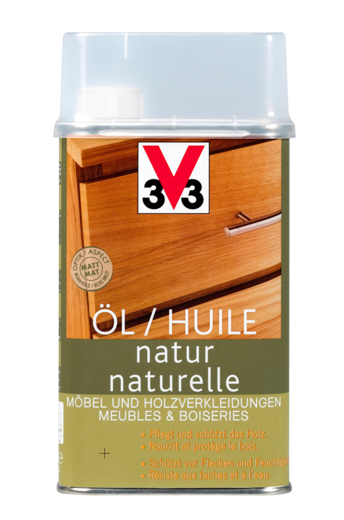L'huile naturelle V33 protège le bois, les meubles et les boiseries